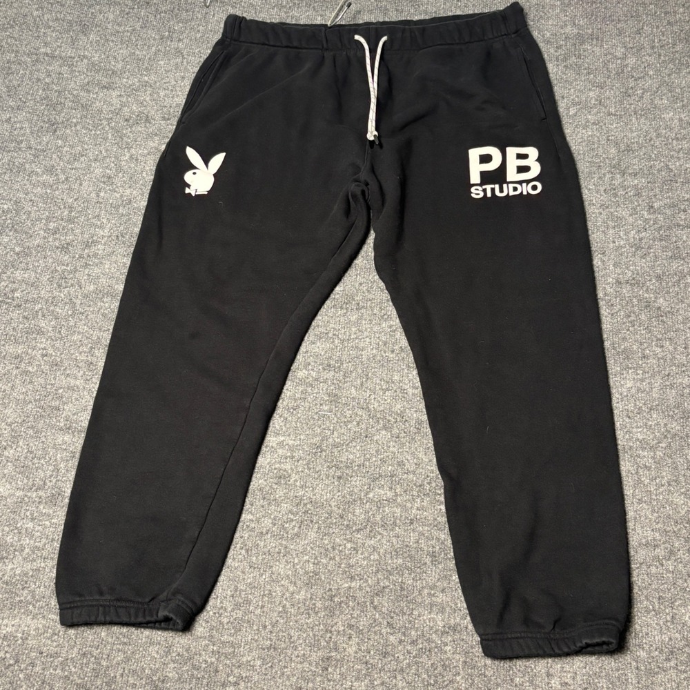 Playboy by PacSun PB Studio Black Jogger Sweatpants Mens XL Bunny Logo Fleece